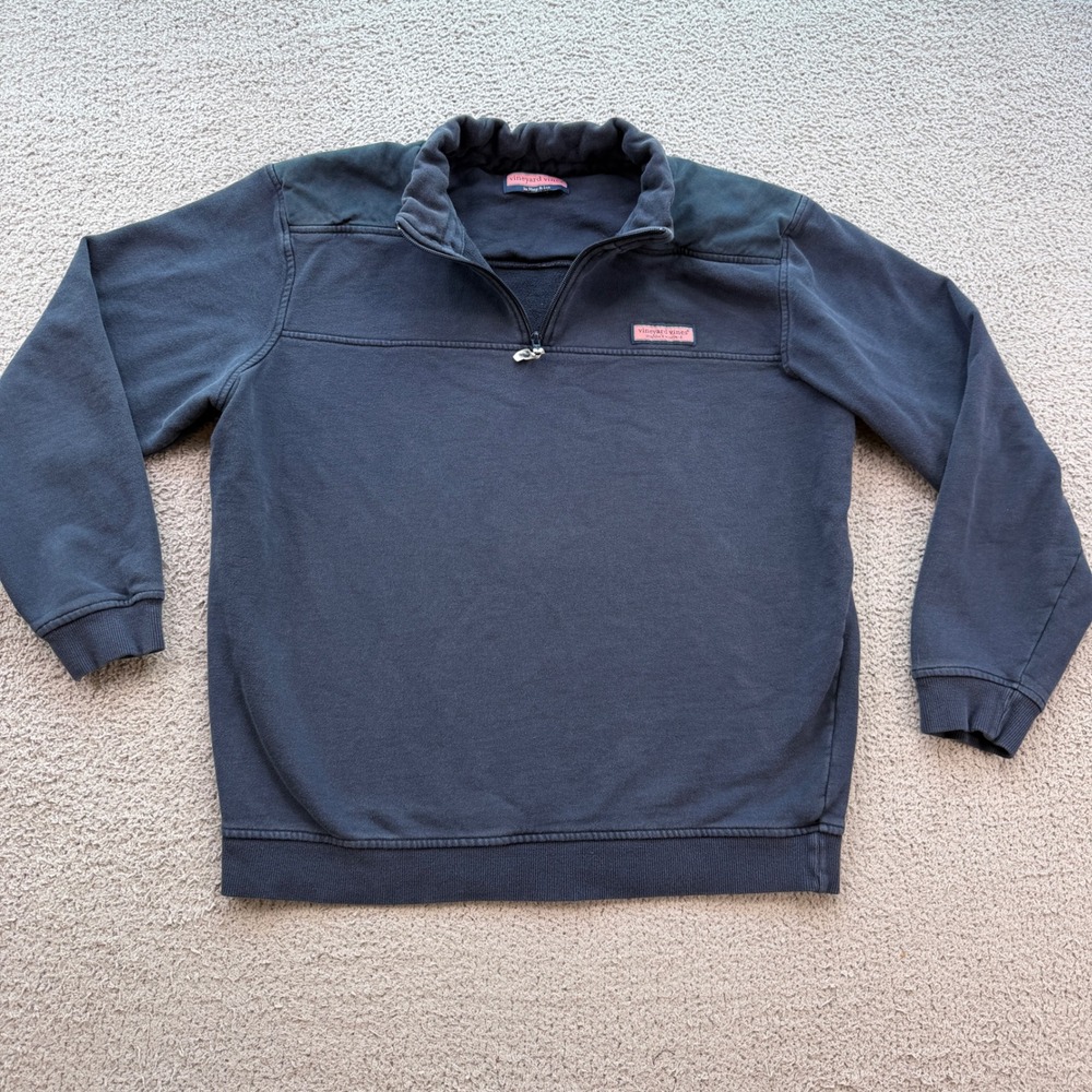 Vineyard Vines Mens Navy Blue Shep Shirt Quarter Zip Pullover Sweatshirt Large